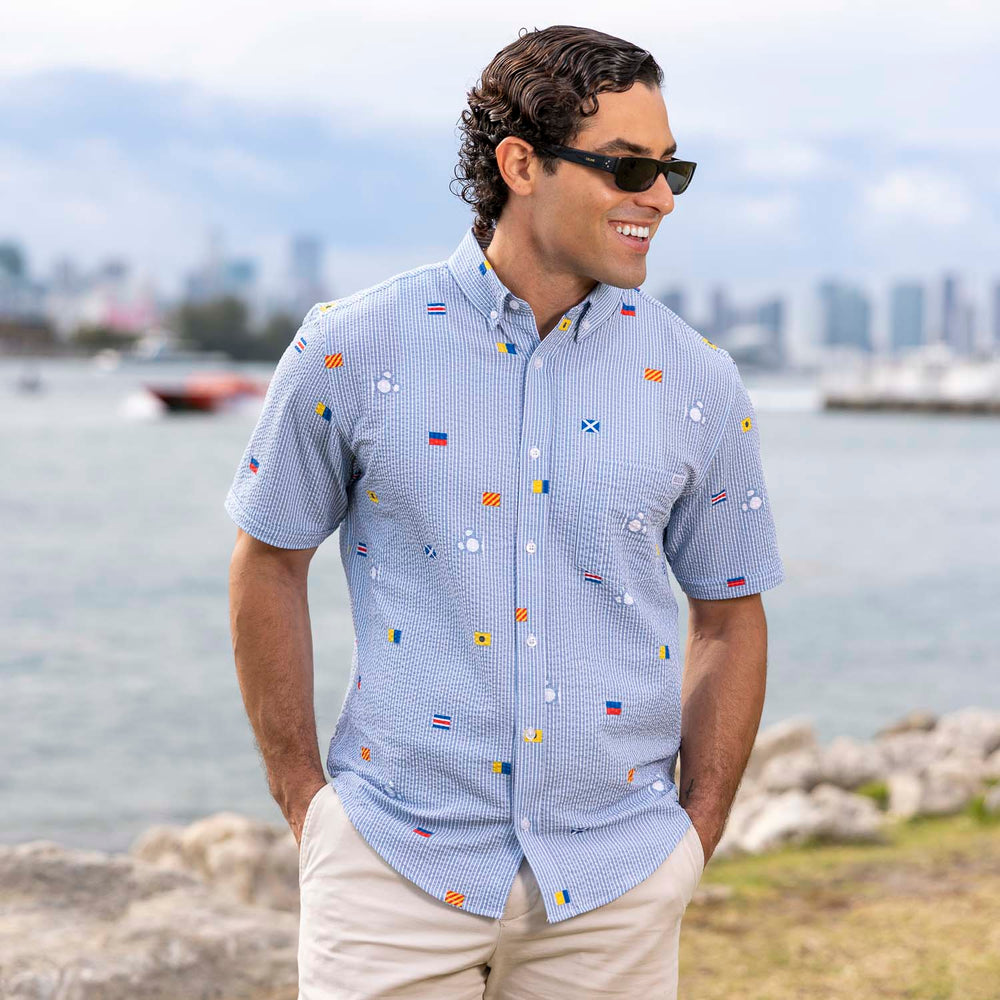 Disney "Maritime Mickey" – Stretch Seersucker Short Sleeve Shirt - Image 2