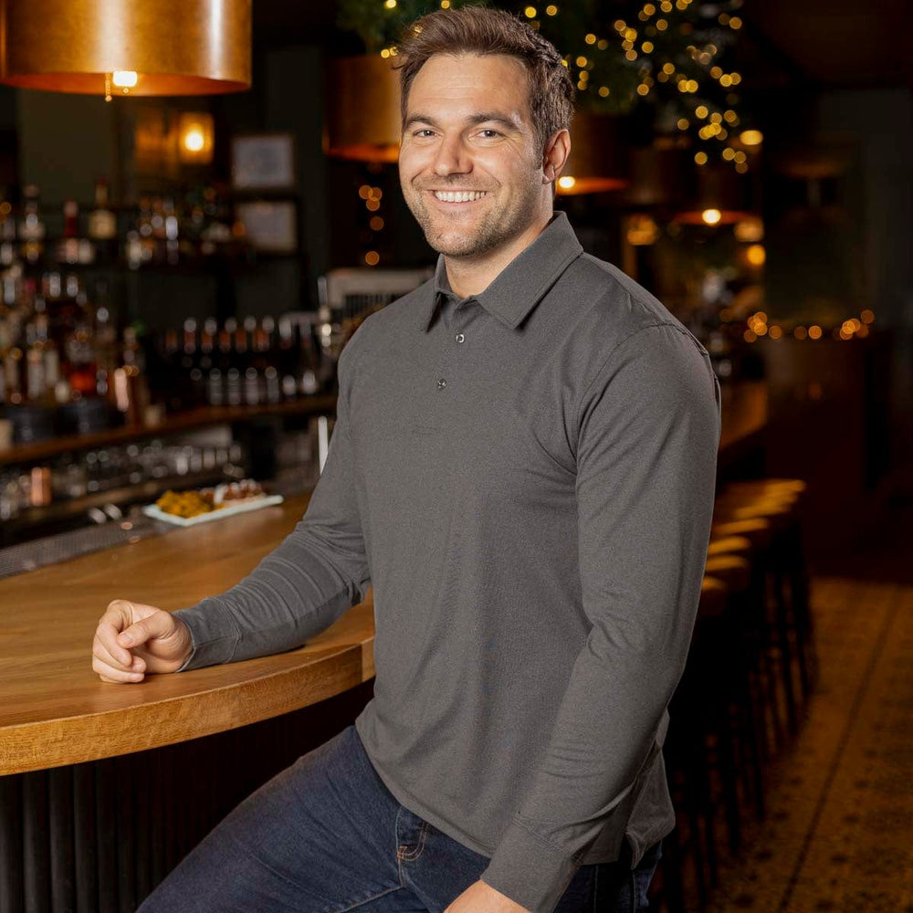 Iron Gate Melange – Commuter Long Sleeve Polo - Image 3