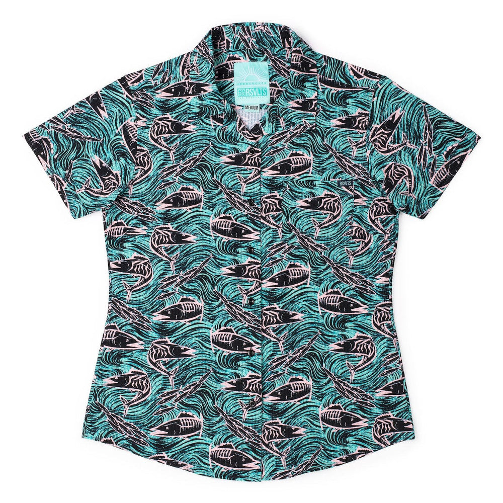 Fishies – Women's Stretch Seersucker Short Sleeve Shirt - Image 2
