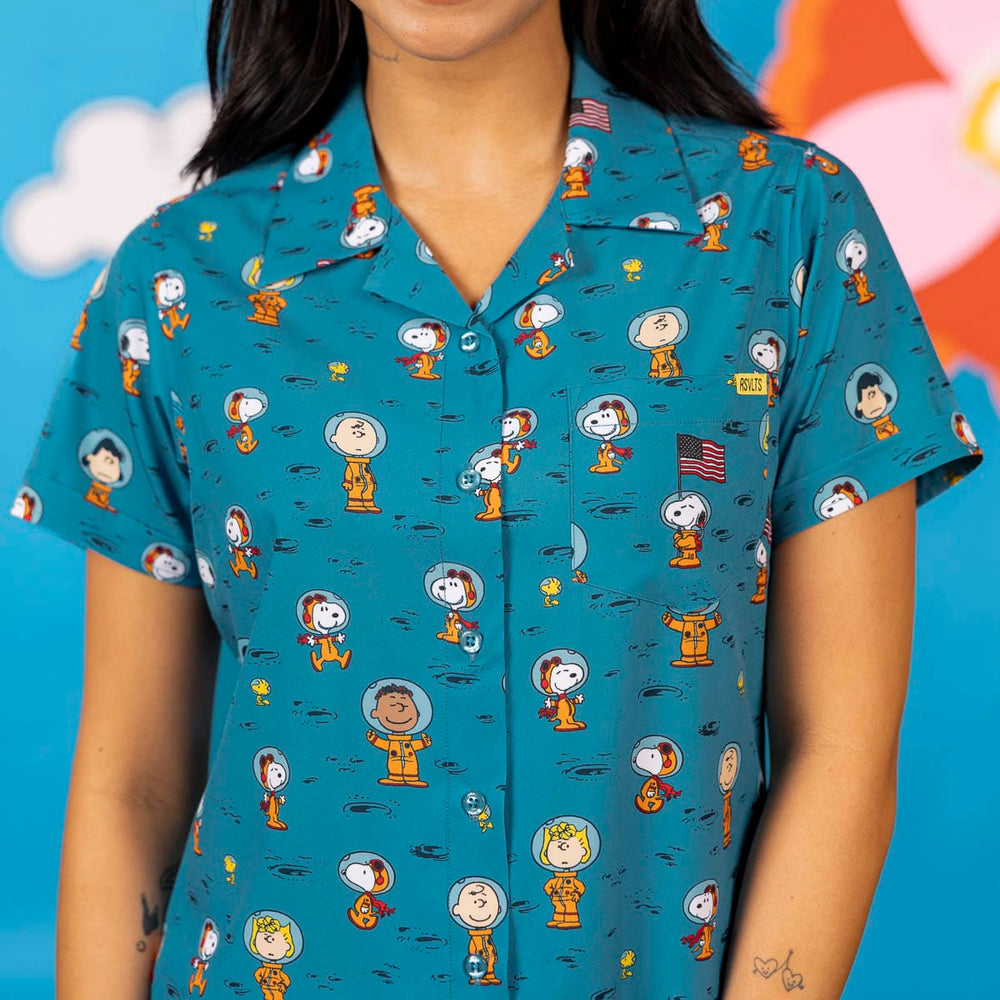 Peanuts "Astro 'Nuts" – Women's KUNUFLEX Short Sleeve Shirt - Image 3