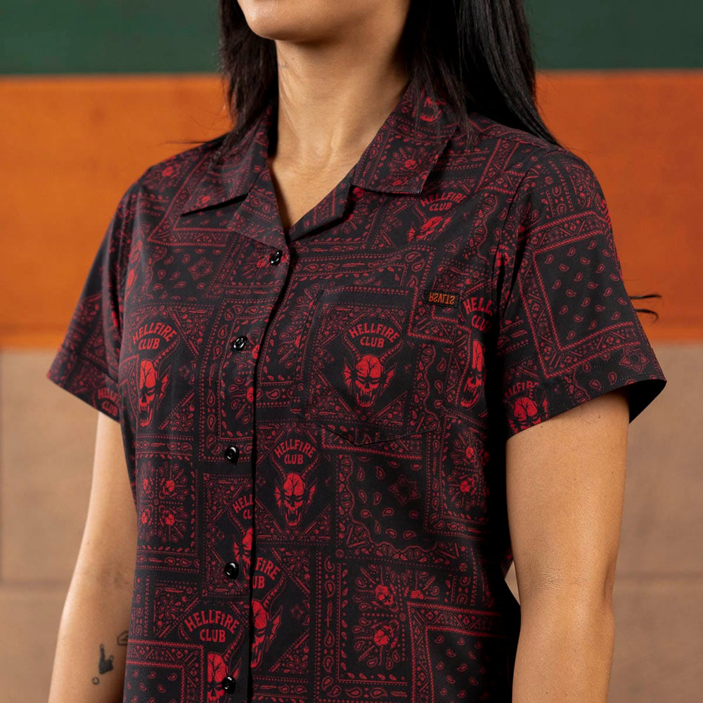 Stranger Things "Welcome to Hellfire" – Women's KUNUFLEX Short Sleeve Shirt - Image 4