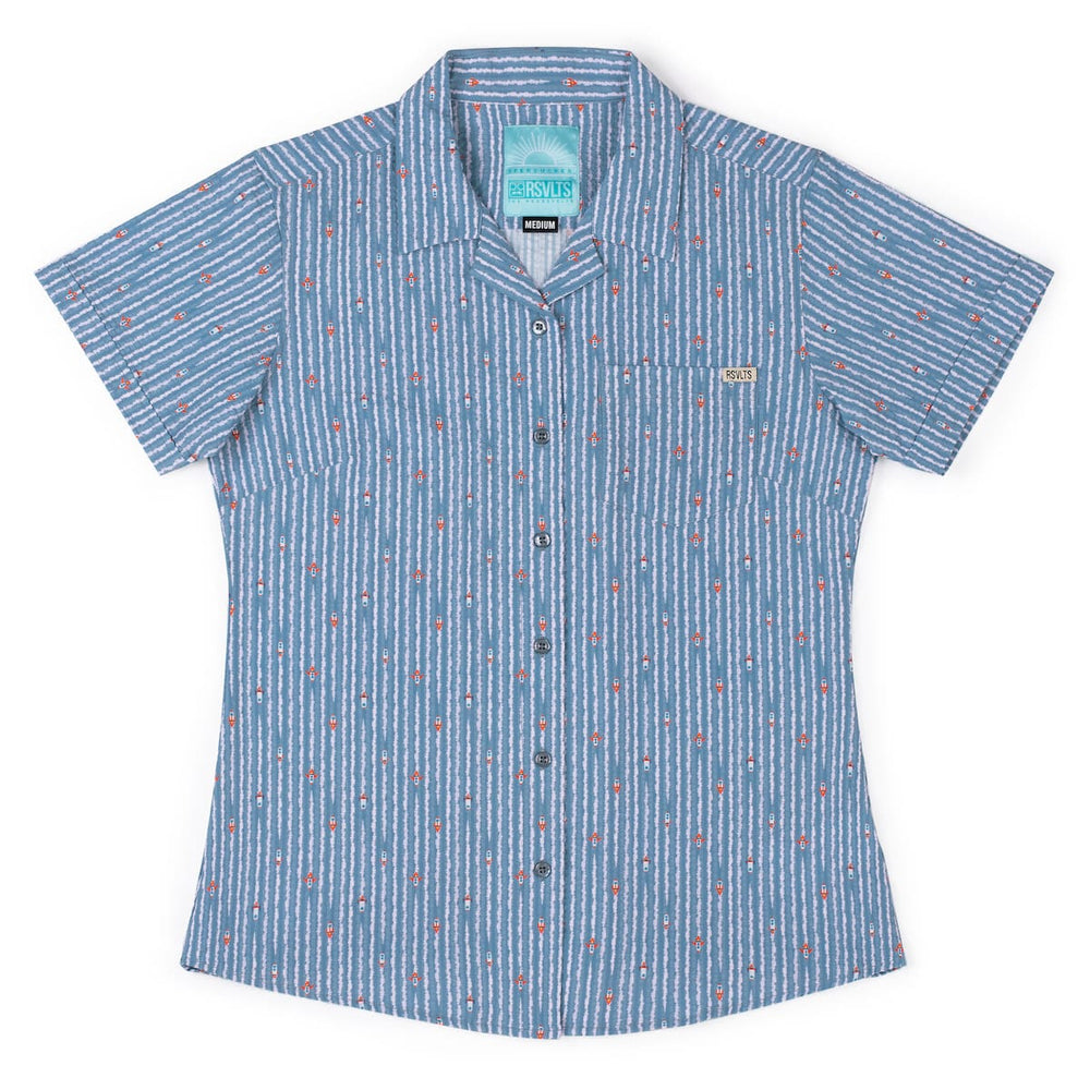 Blast Off! – Women's Stretch Seersucker Short Sleeve Shirt - Image 2