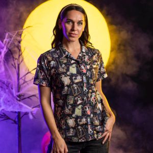 Disney Tim Burton's The Nightmare Before Christmas "Nightmare Neighbors" – Women's KUNUFLEX Short Sleeve Shirt