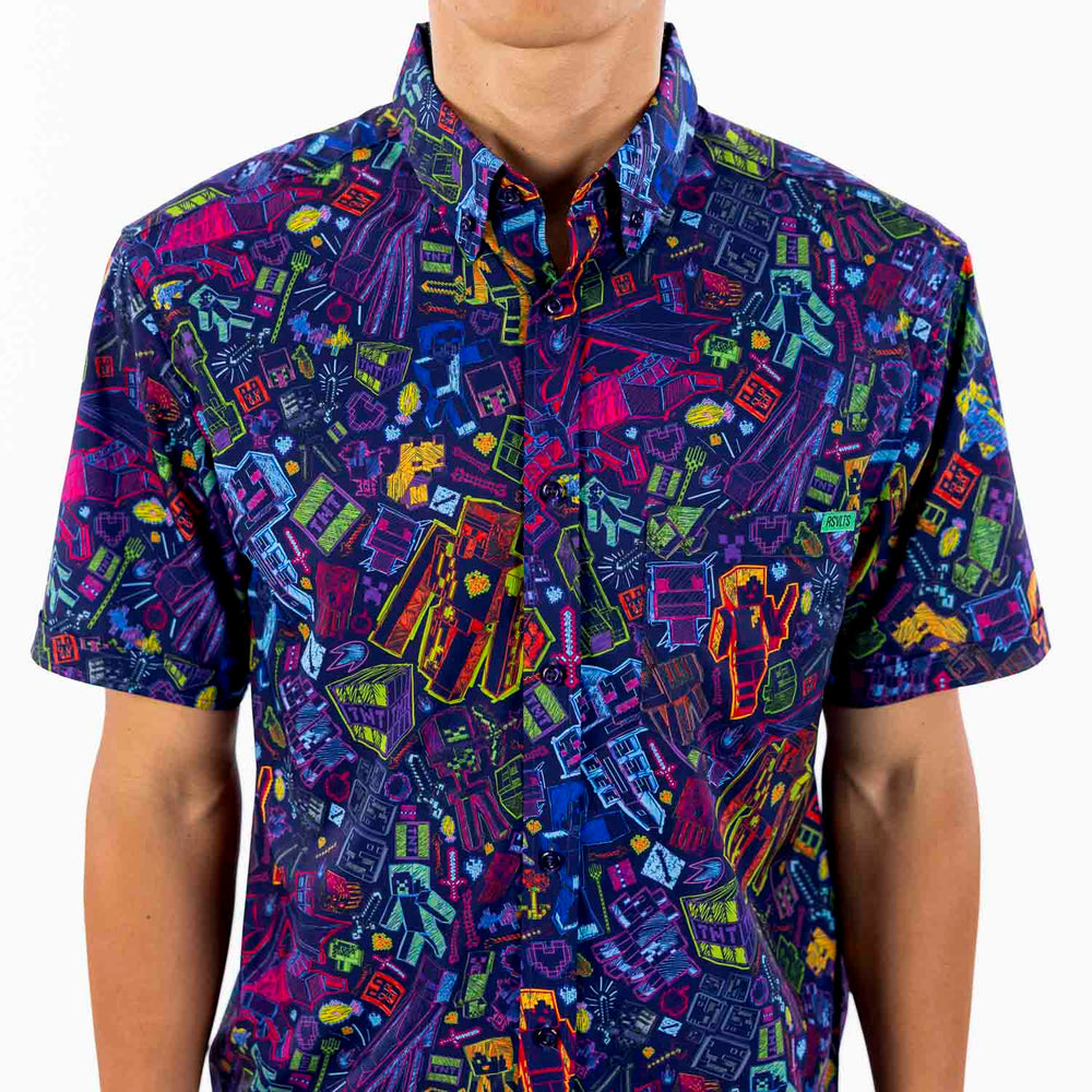 Minecraft "Neon Block Party" – KUNUFLEX Short Sleeve Shirts - Image 4