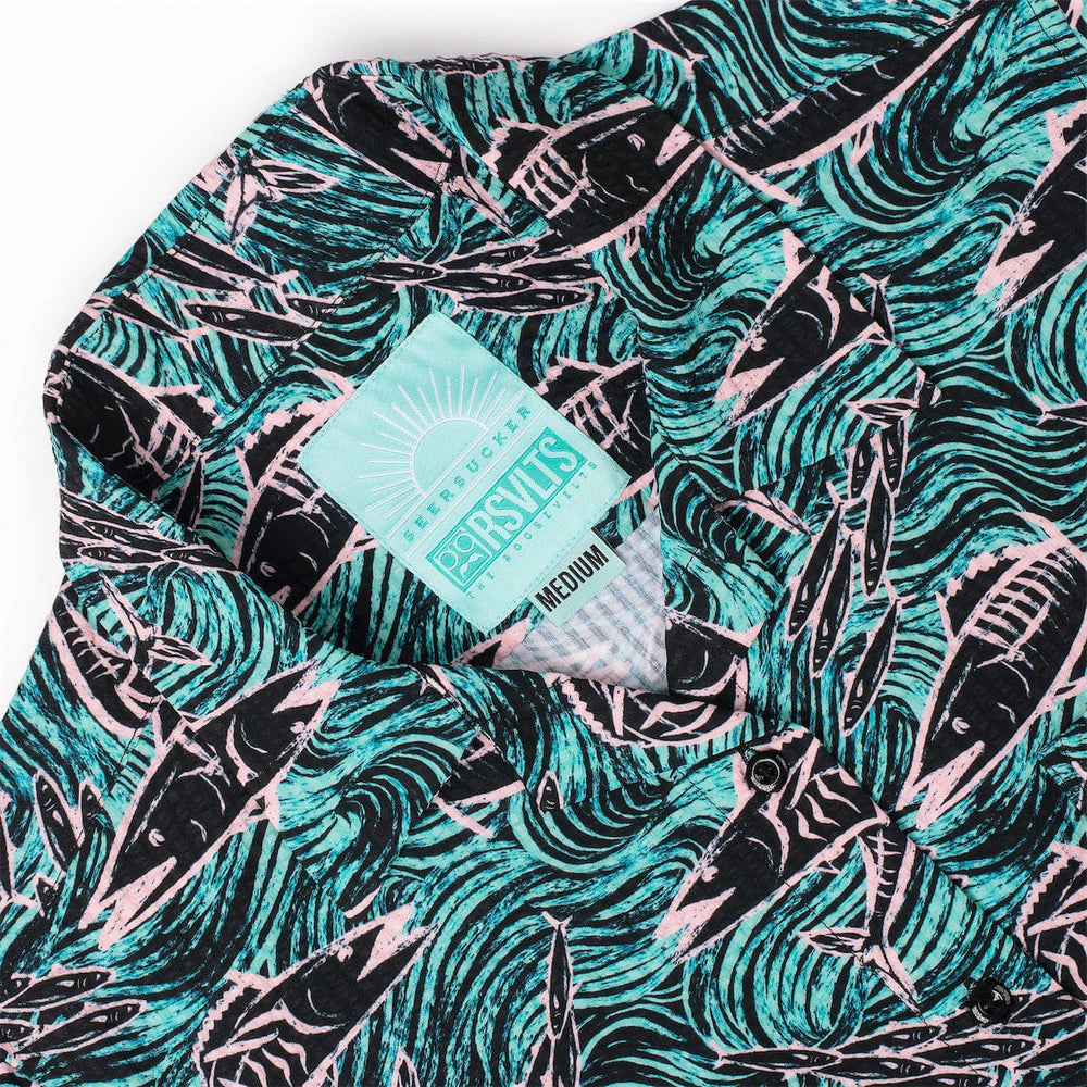 Fishies – Women's Stretch Seersucker Short Sleeve Shirt - Image 6