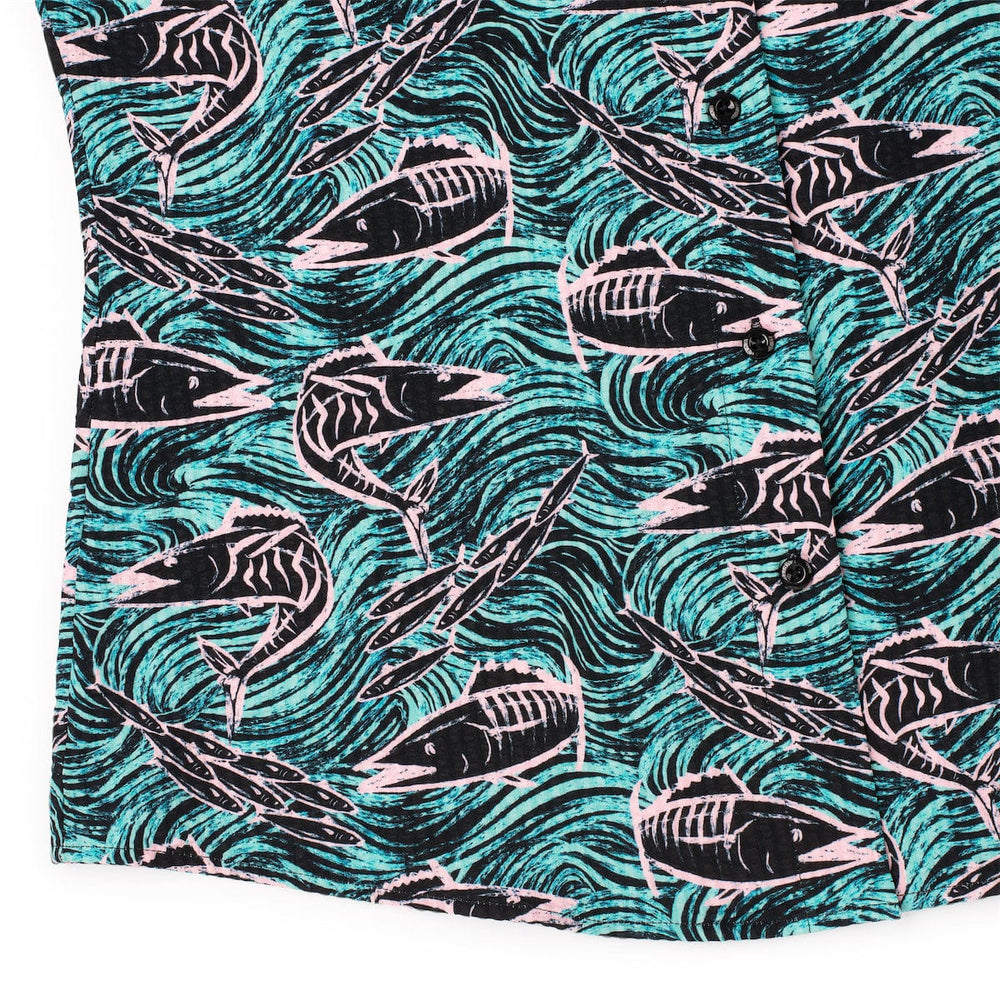Fishies – Women's Stretch Seersucker Short Sleeve Shirt - Image 7