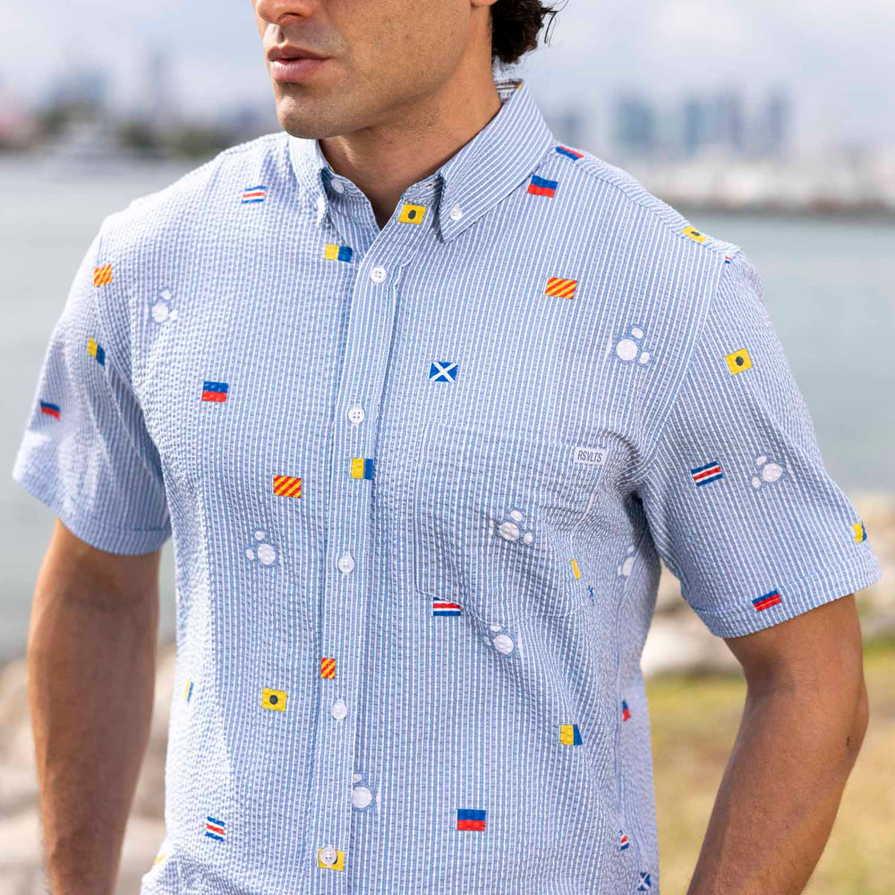 Disney "Maritime Mickey" – Stretch Seersucker Short Sleeve Shirt - Image 6