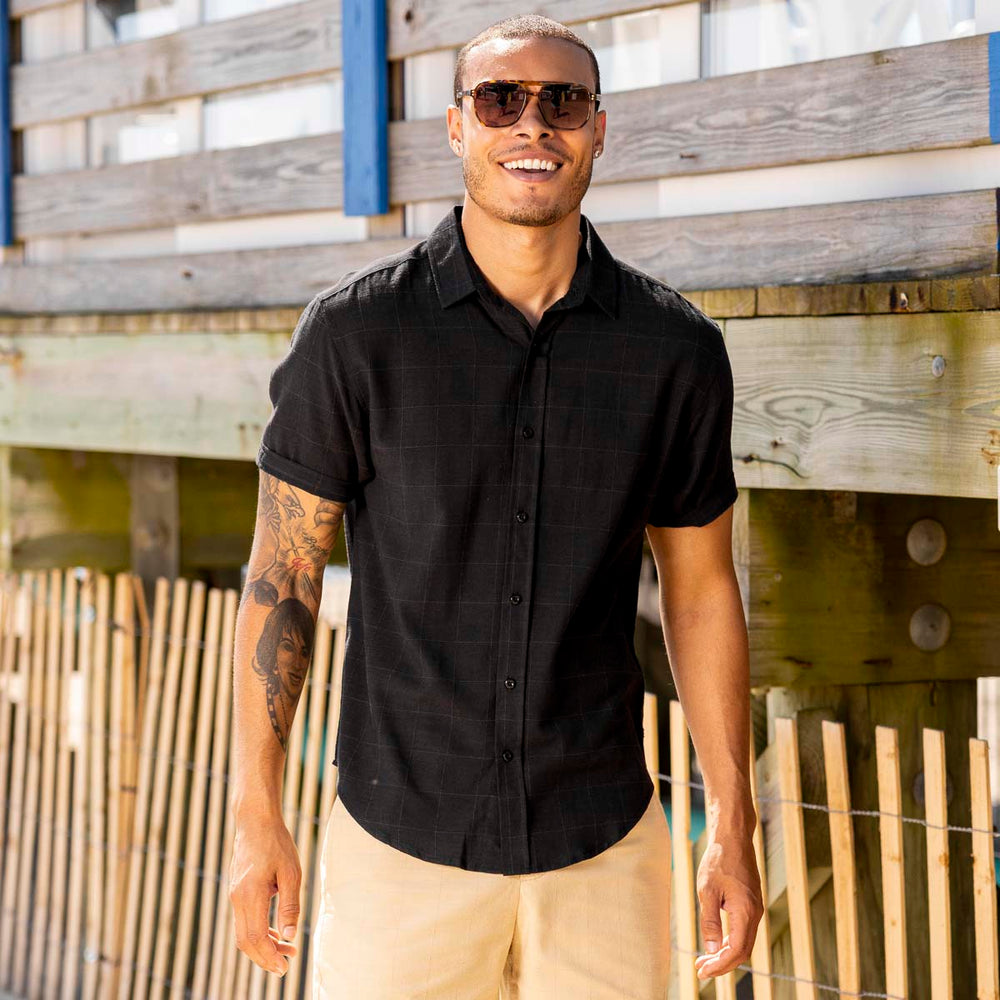 Obsidian Black – Bamboo Short Sleeve Shirt - Image 2