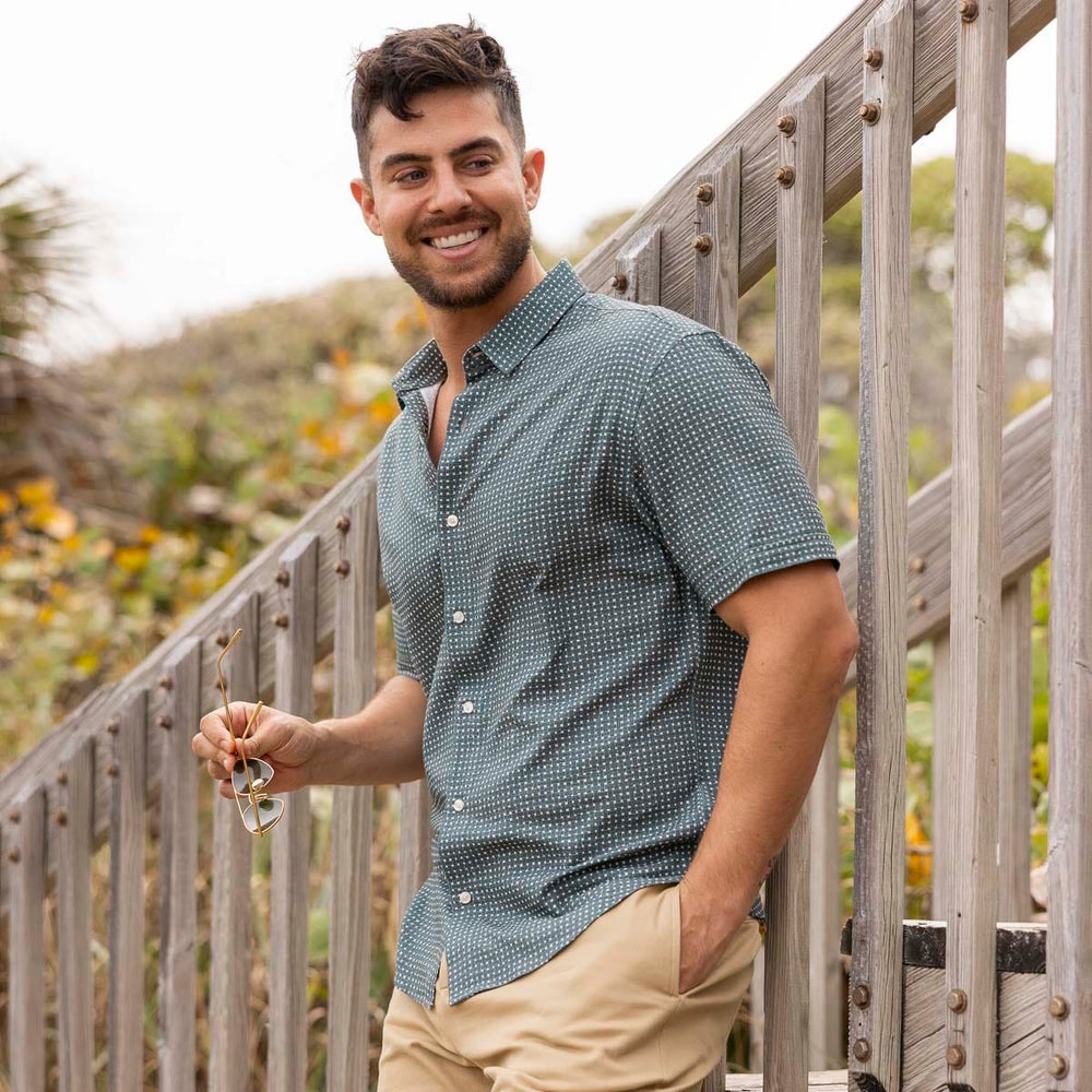 Palm Weave – Bamboo Short Sleeve Shirt - Image 3