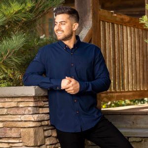 Navy – BorlandFlex™ Long Sleeve Flannel (2024 Fit)