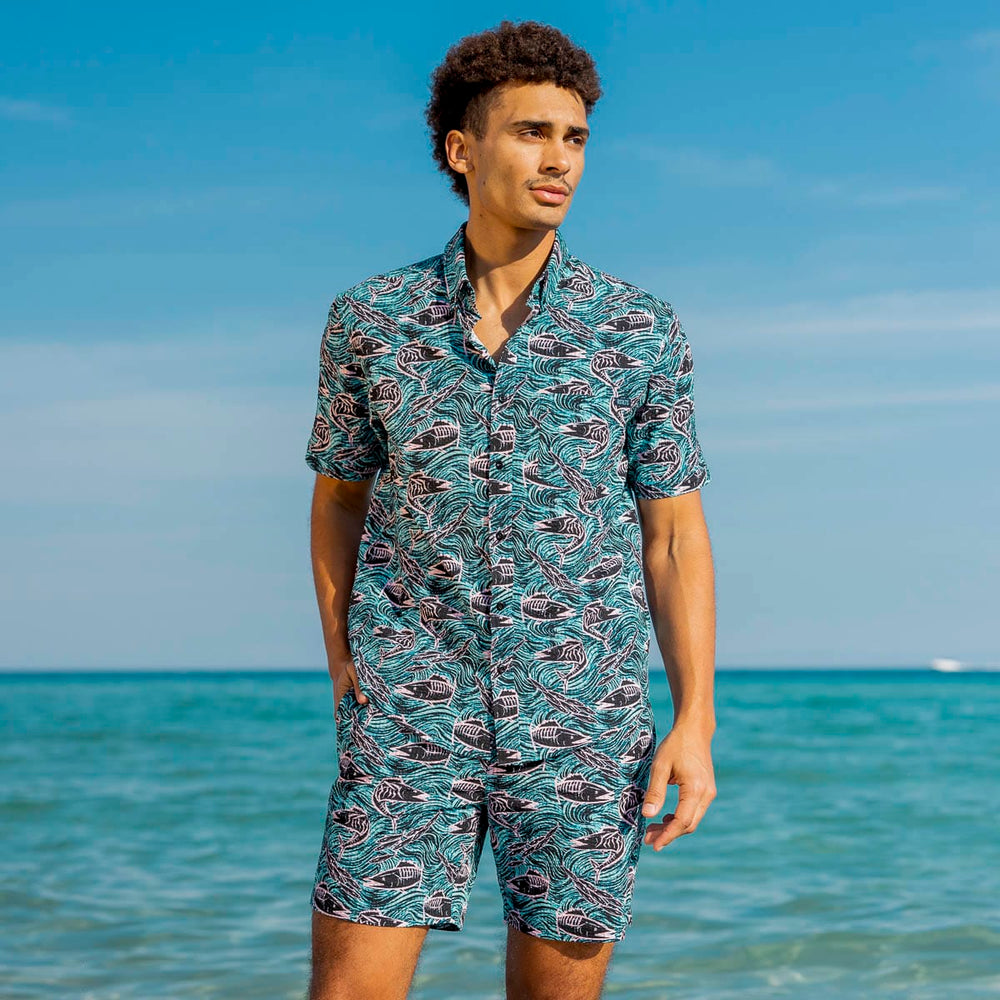 Fishies – Stretch Seersucker Short Sleeve Shirt - Image 3