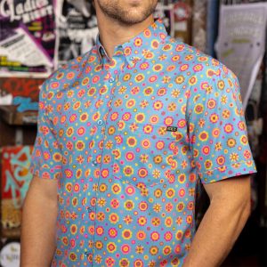 ‘70s Retro "Flower Ballad" – KUNUFLEX Short Sleeve Shirt