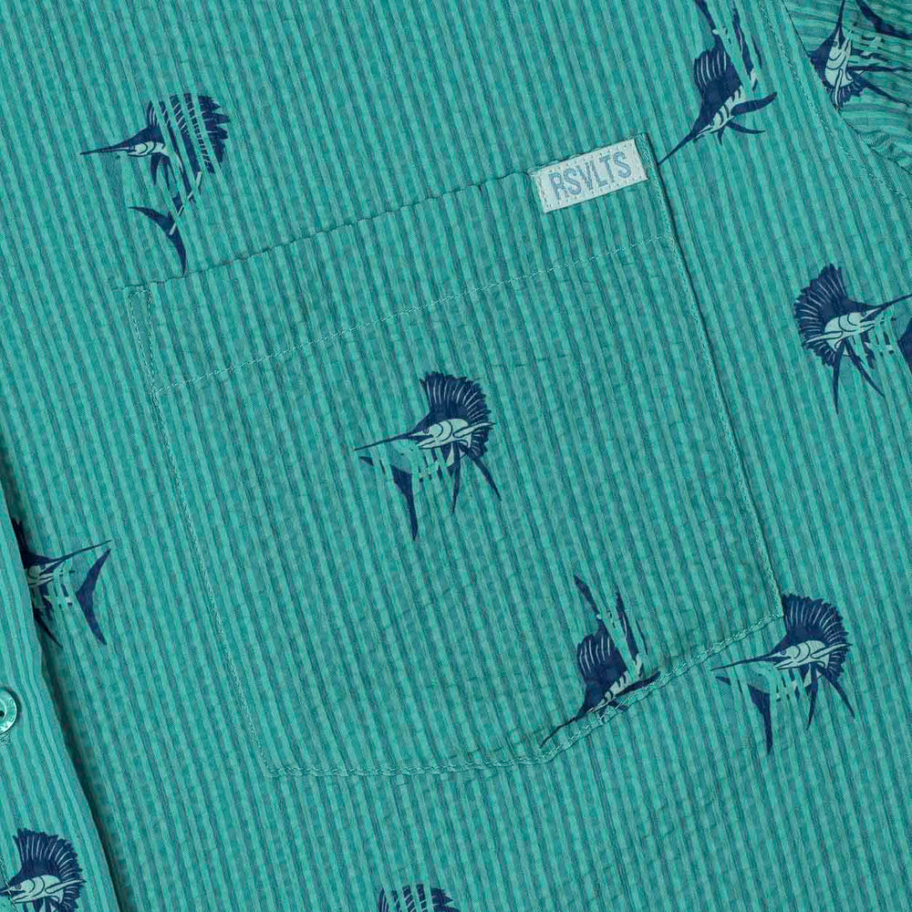 Sailfish – Stretch Seersucker Short Sleeve Shirt - Image 5