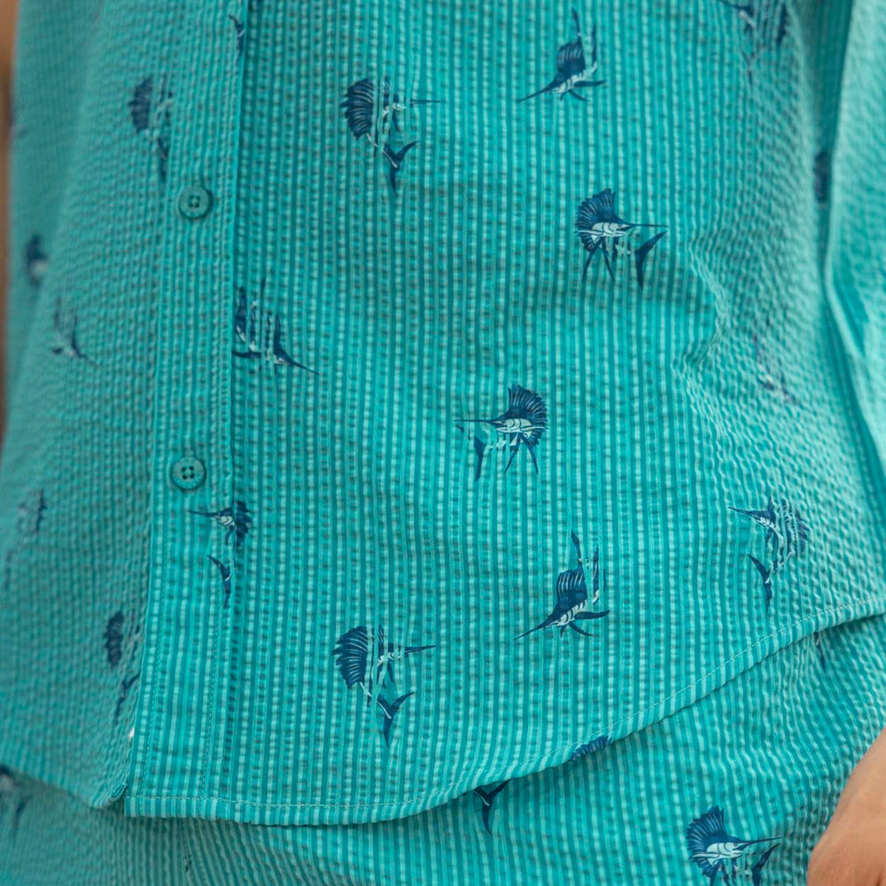 Sailfish – Stretch Seersucker Short Sleeve Shirt - Image 6