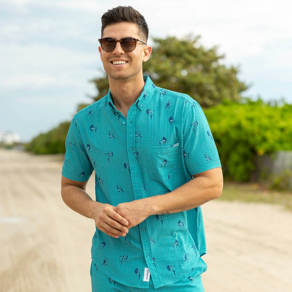 Sailfish – Stretch Seersucker Short Sleeve Shirt - Image 3