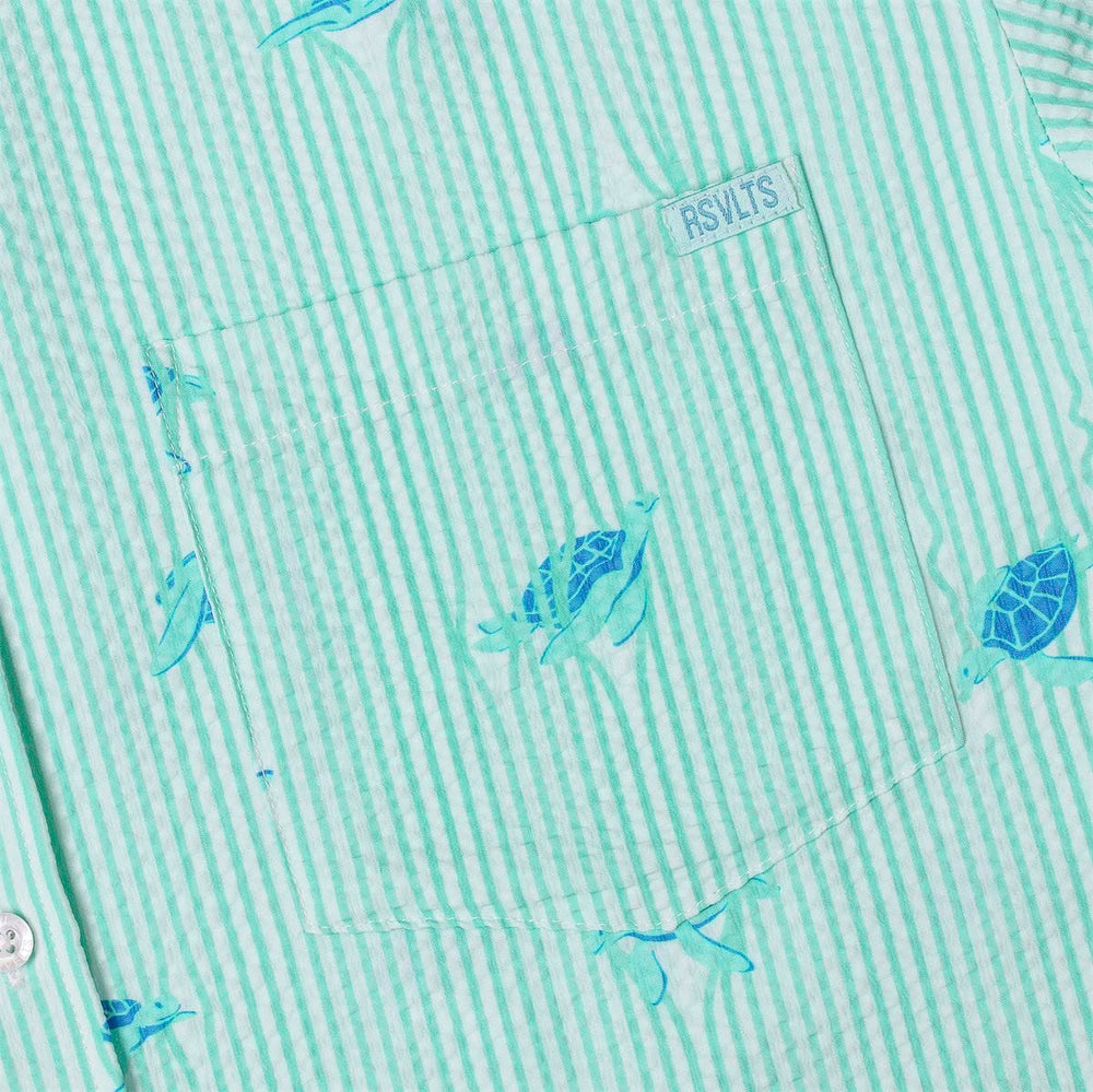 Sea Turtles – Stretch Seersucker Short Sleeve Shirt - Image 5
