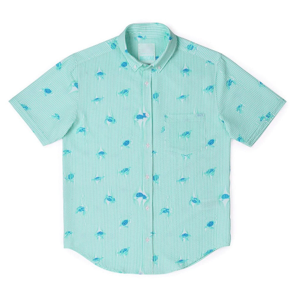 Sea Turtles – Stretch Seersucker Short Sleeve Shirt - Image 3