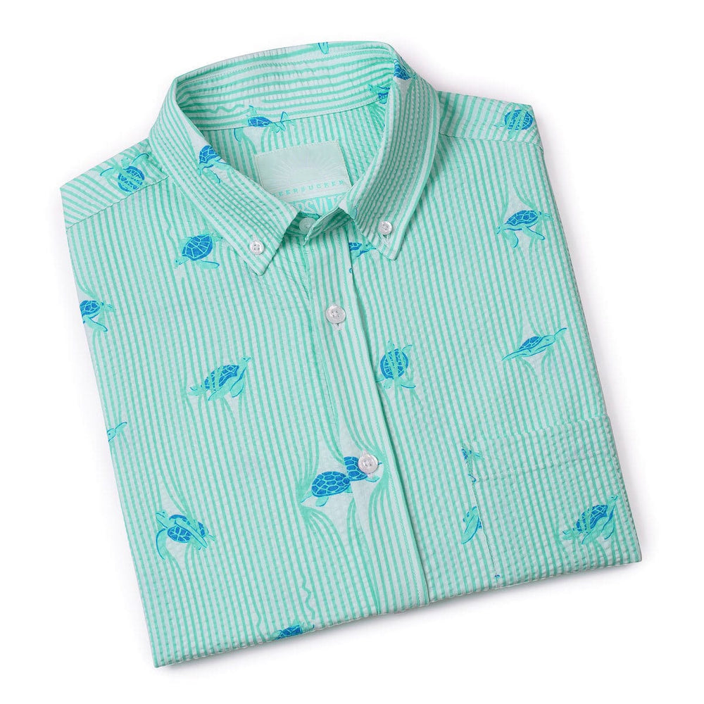 Sea Turtles – Stretch Seersucker Short Sleeve Shirt - Image 8