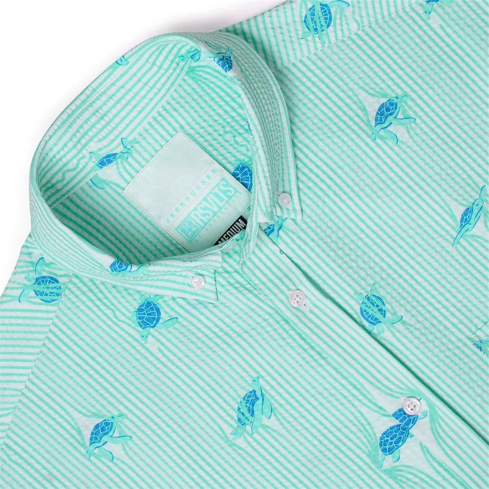 Sea Turtles – Stretch Seersucker Short Sleeve Shirt - Image 7