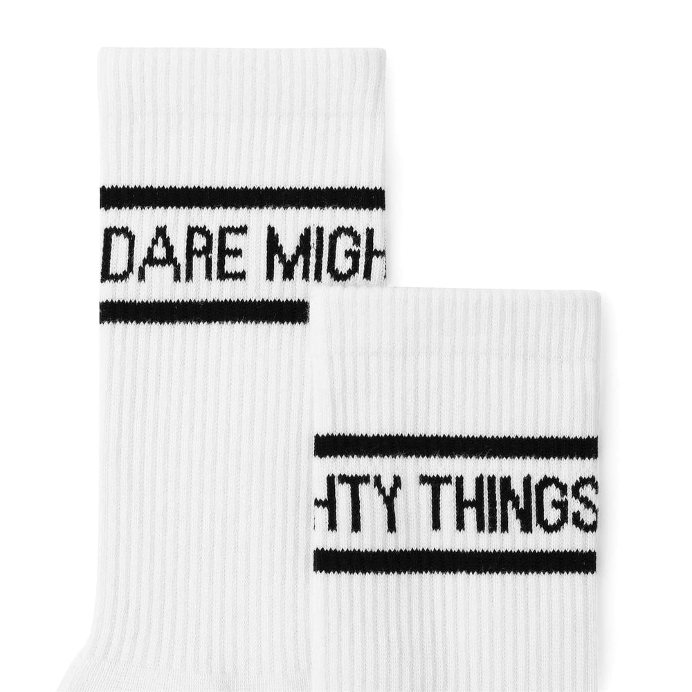 Dare Mighty Things (White) – Crew Socks - Image 2