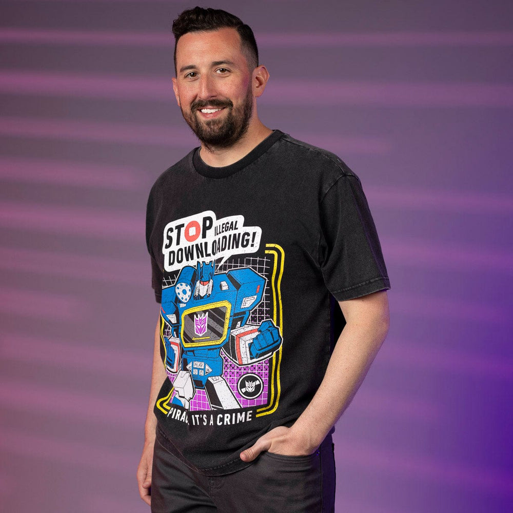 Transformers "Stop Illegal Downloading!" – Vintage Crewneck Tee - Image 2