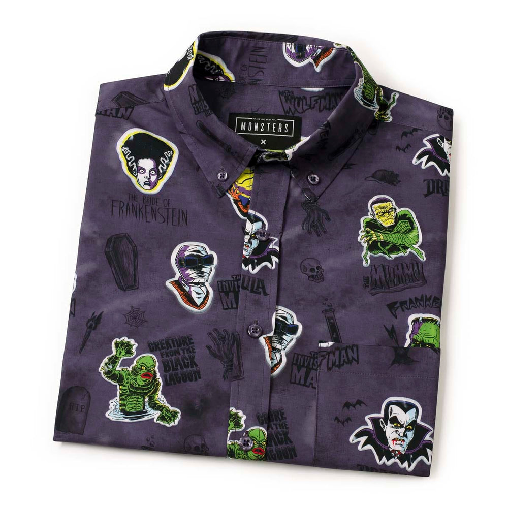 Universal Monsters "Monstickers" – KUNUFLEX Short Sleeve Shirt - Image 9