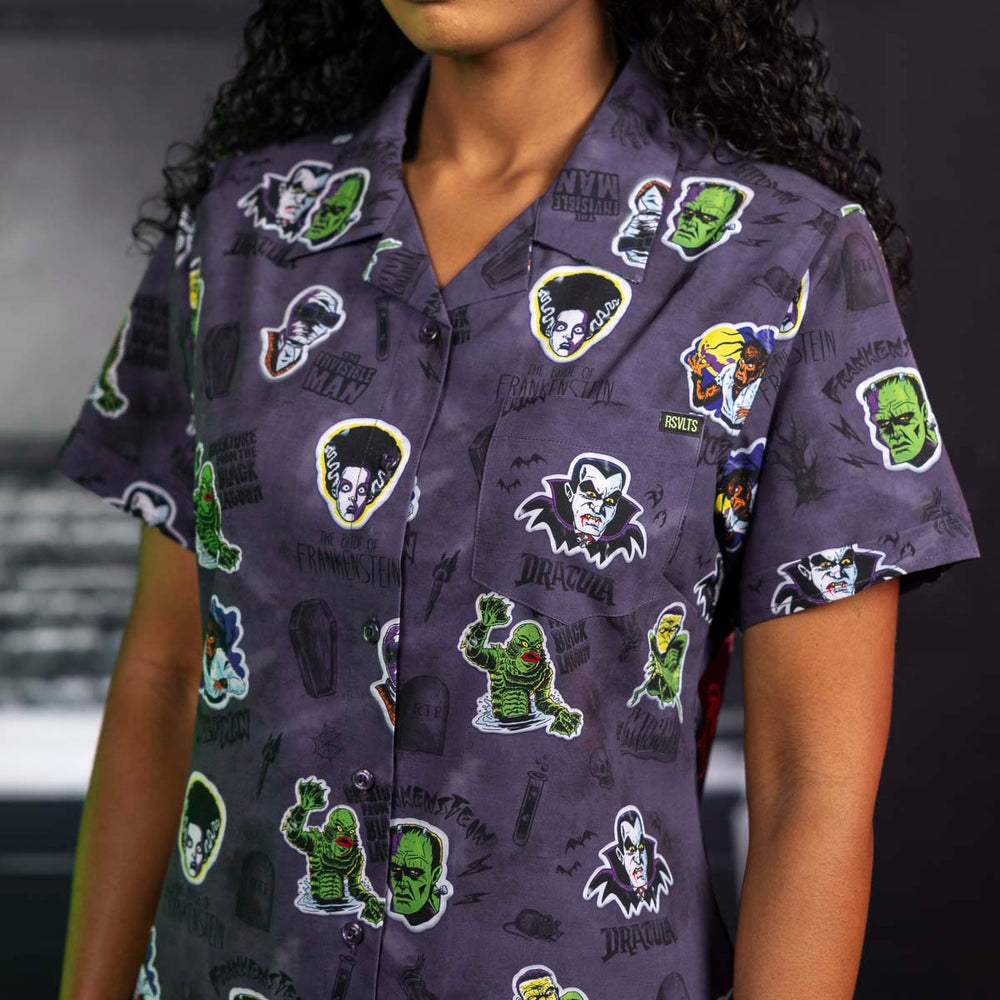 Universal Monsters "Monstickers" – Women's KUNUFLEX Short Sleeve Shirt - Image 3